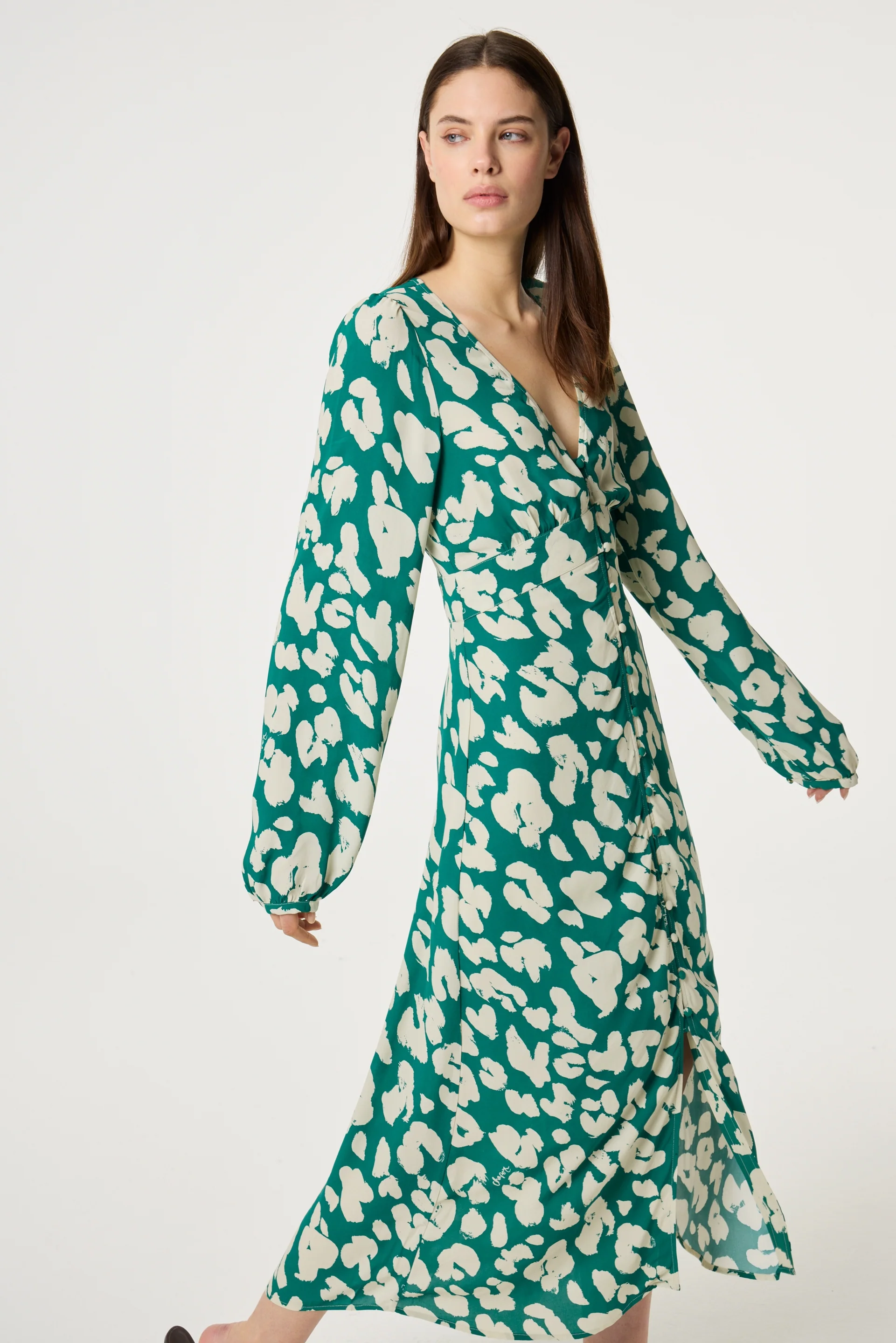 Ana Dress | Evergreen/Cosy White - Image 2