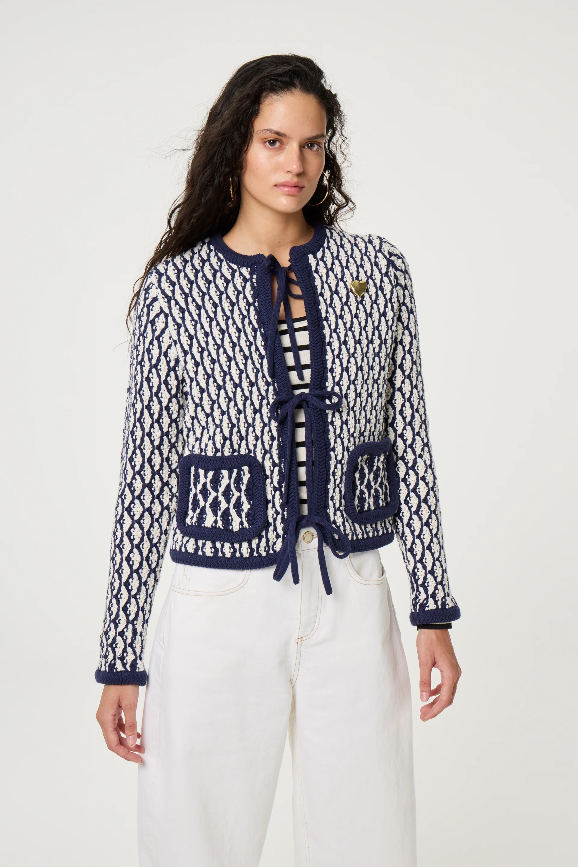 Balou Cardigan | Cosy White/Navy - Image 2