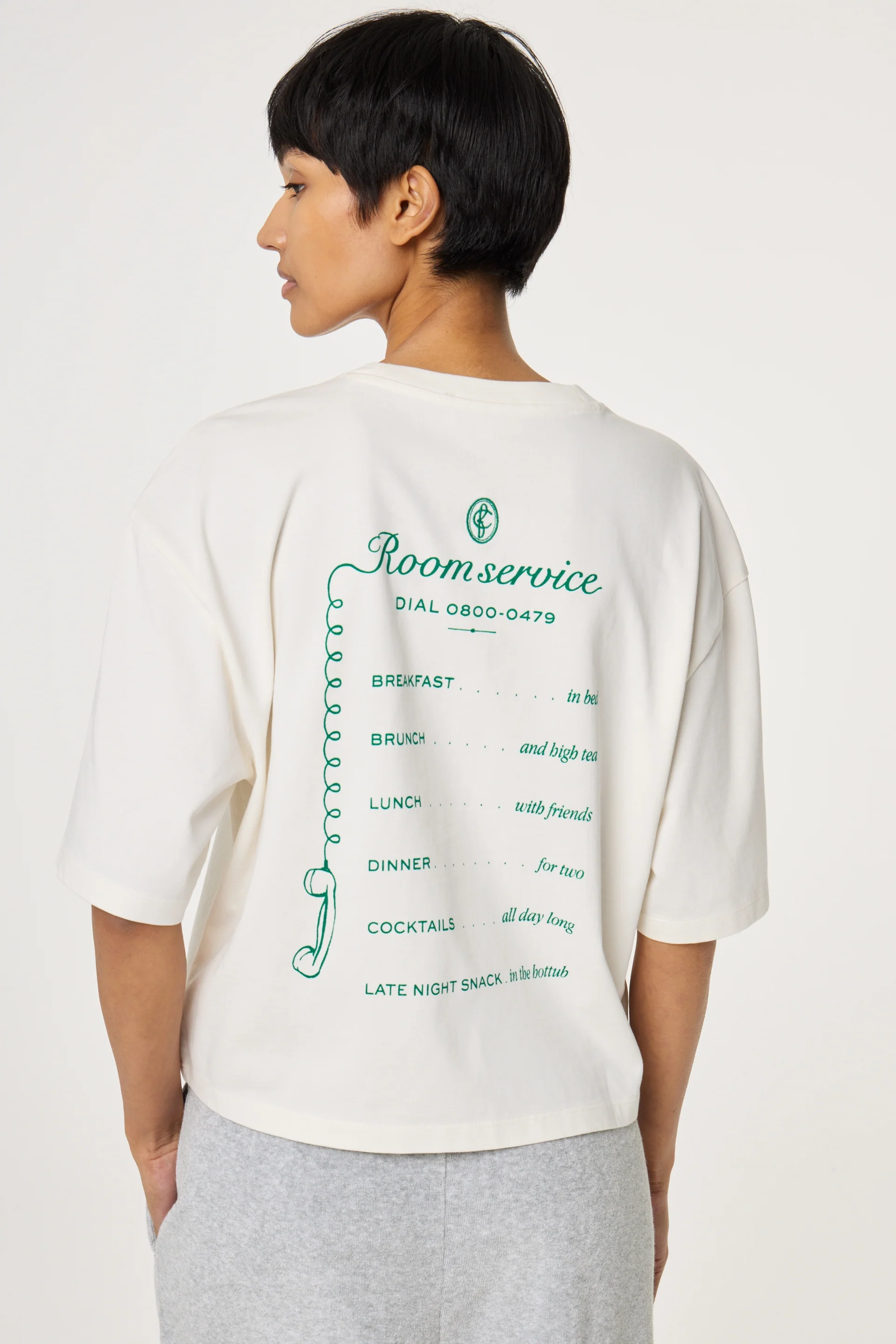 Benja T-shirt | Cosy White/Green - Image 3