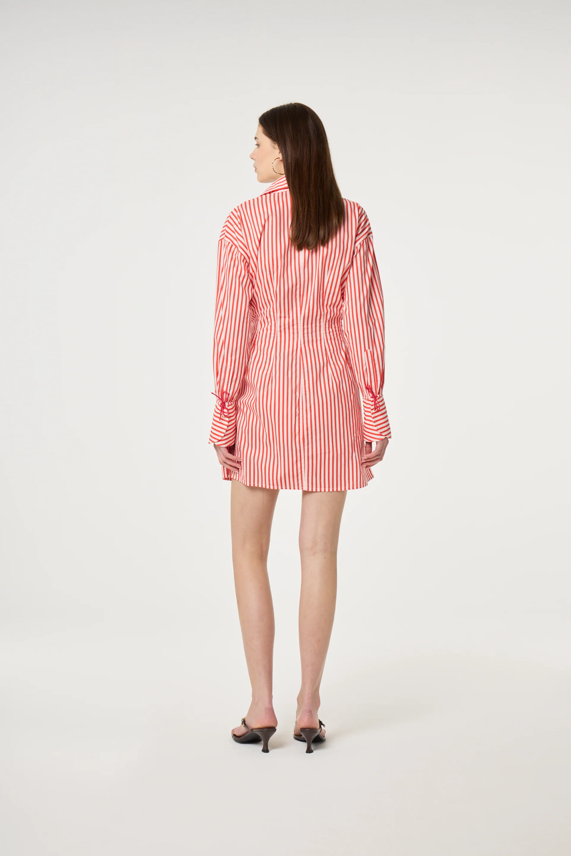 Coletta Red Shirt Stripe Dress | Cosy White/Tangerine Tango - Image 3