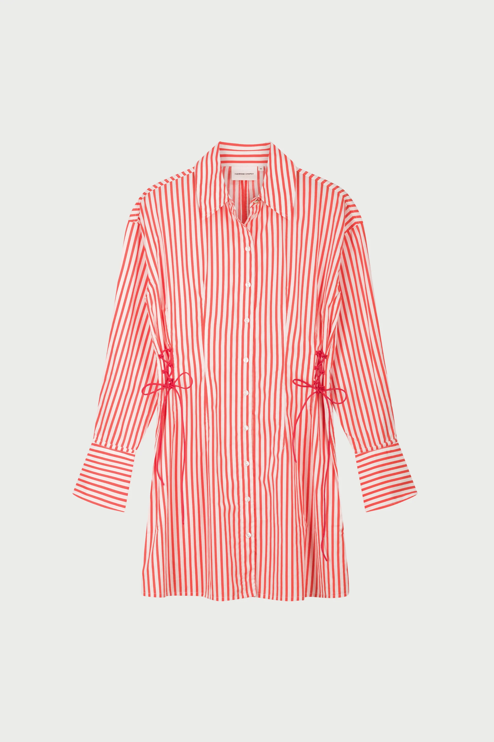 Coletta Red Shirt Stripe Dress | Cosy White/Tangerine Tango - Image 4