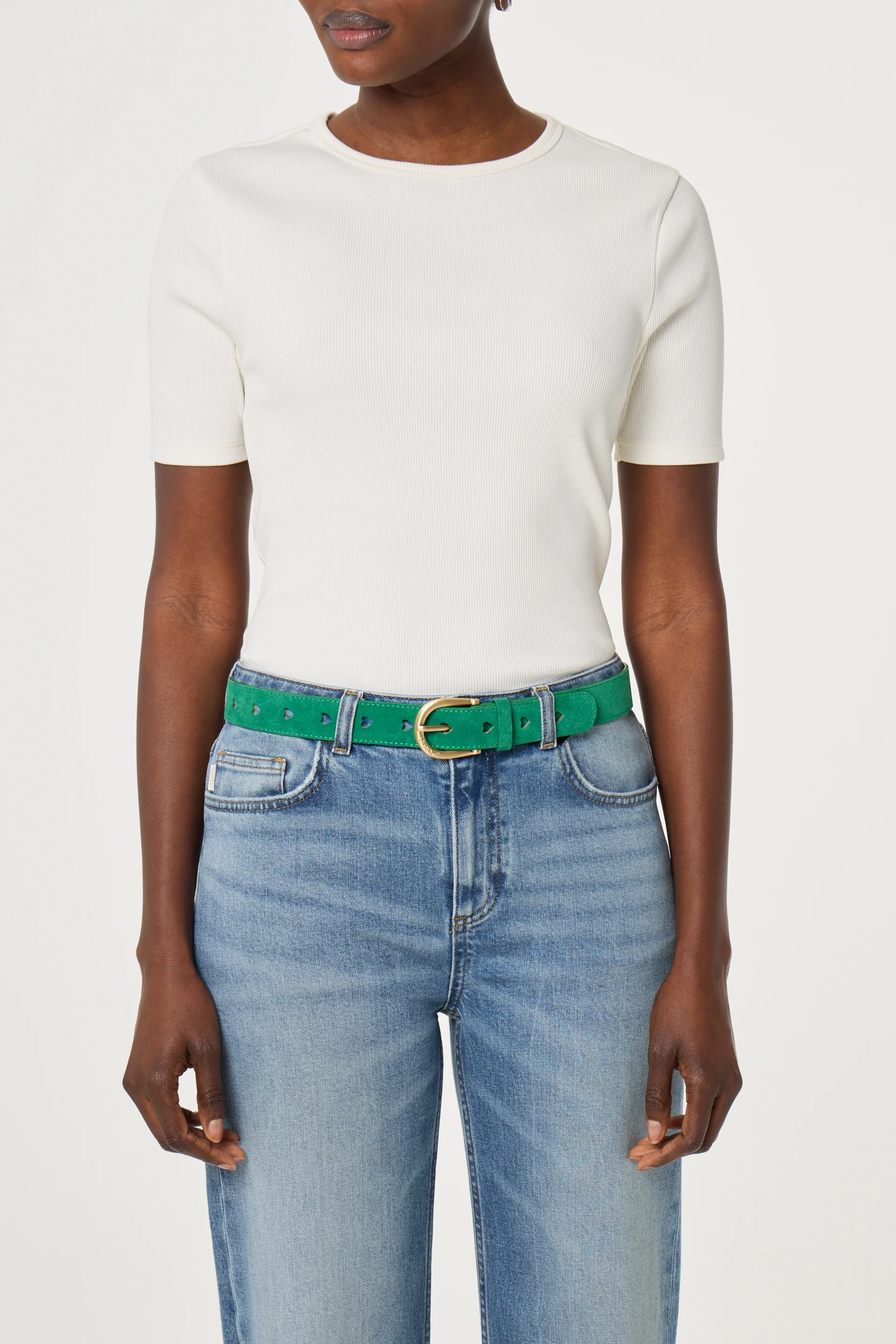 Cut it Out Heart Belt Suede | Evergreen - Image 2