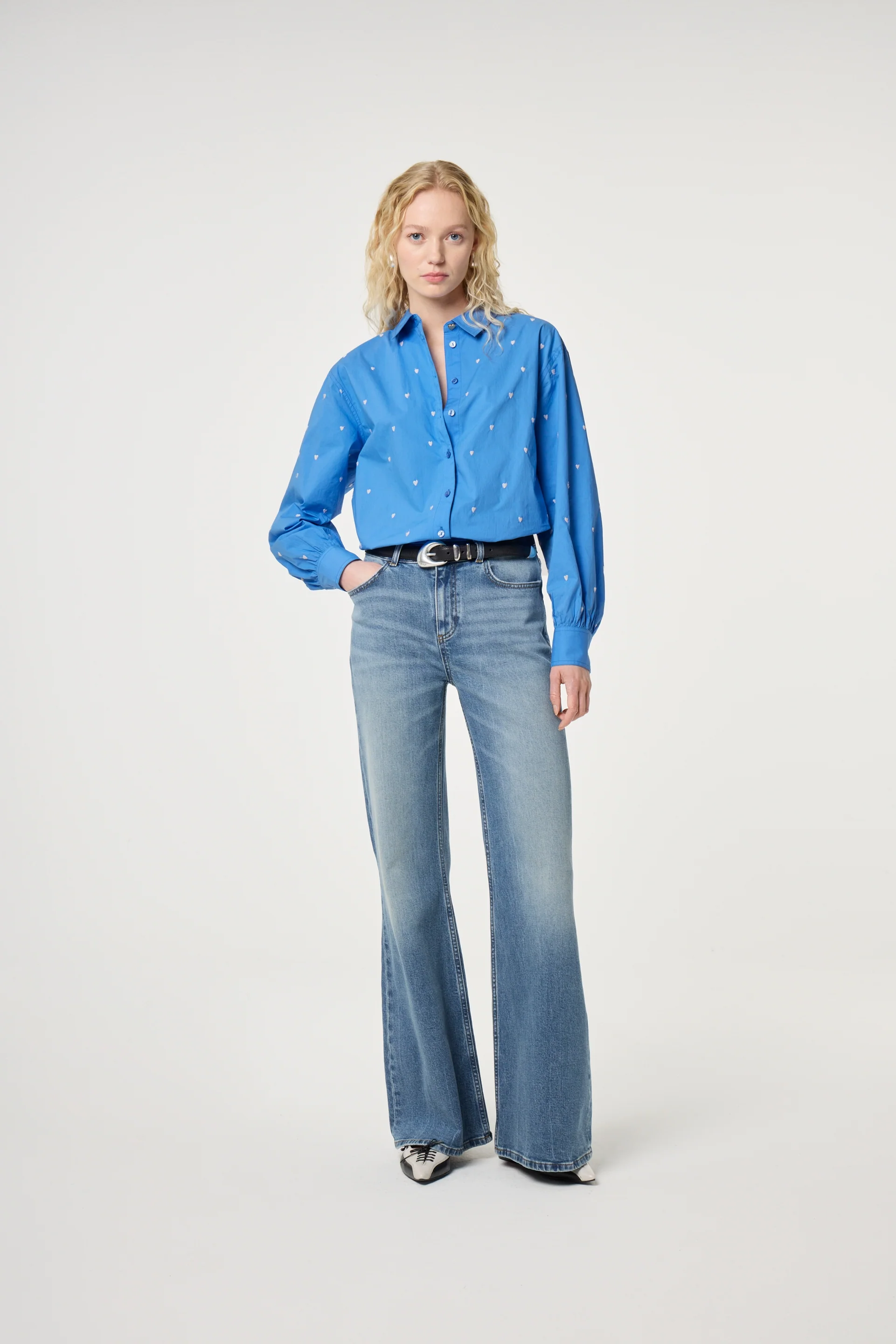 Dina Blouse | Marina Blue/Cosy White