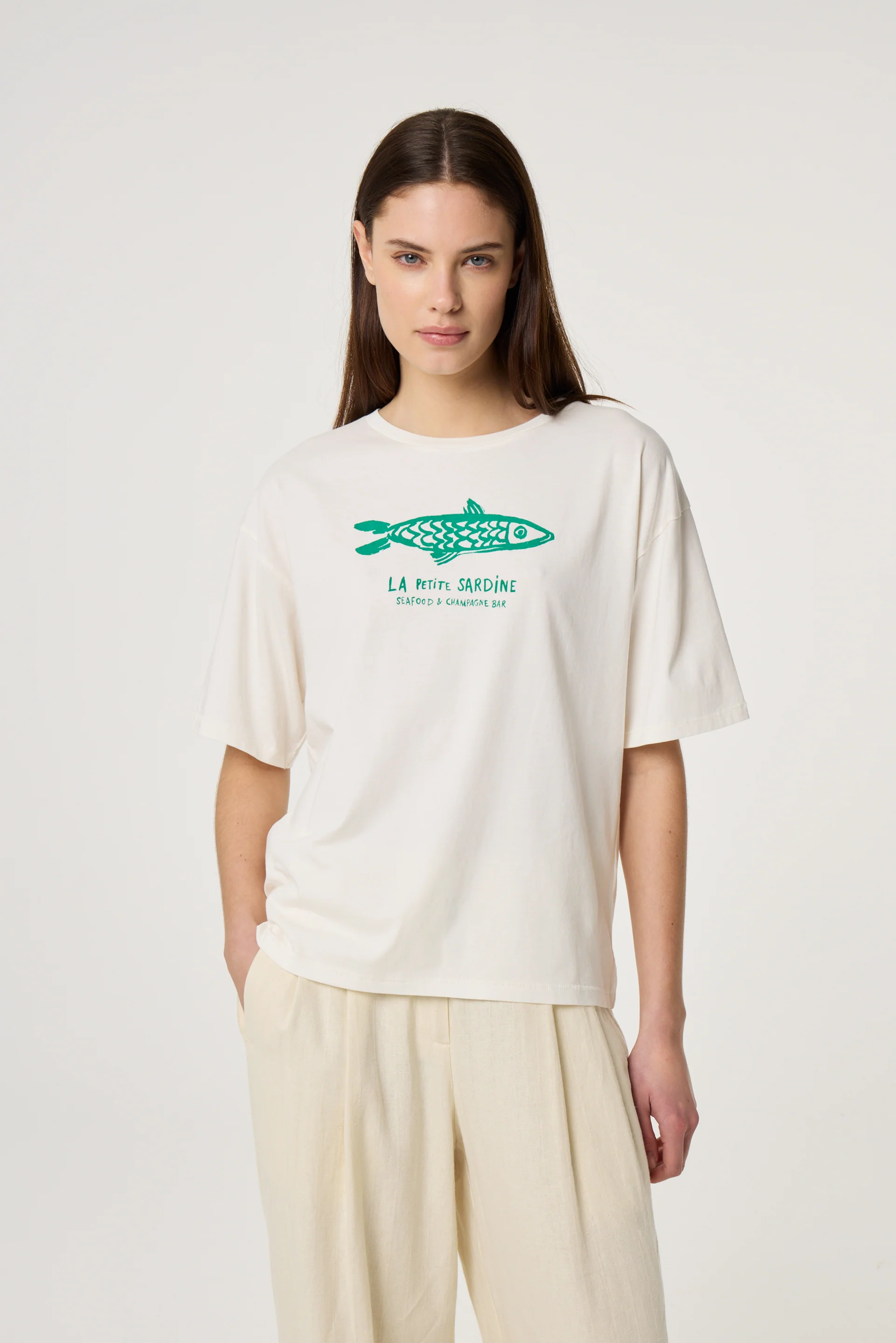 Fay T-shirt | Cosy White/Green - Image 2