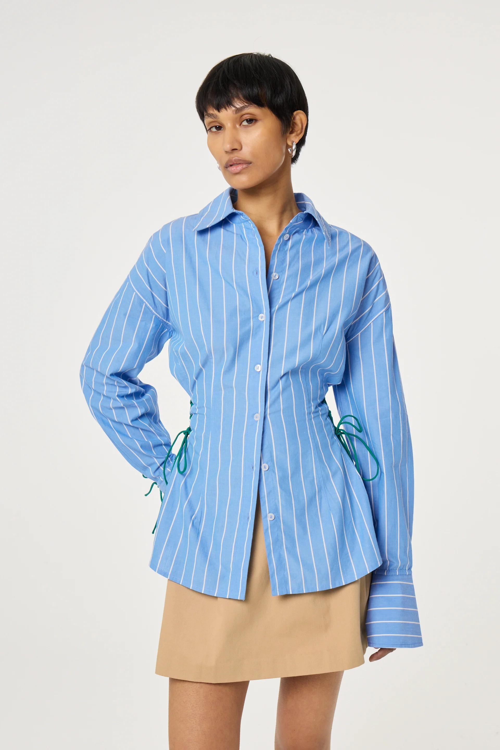 Indra Blouse | Marina Blue/Cosy White - Image 2