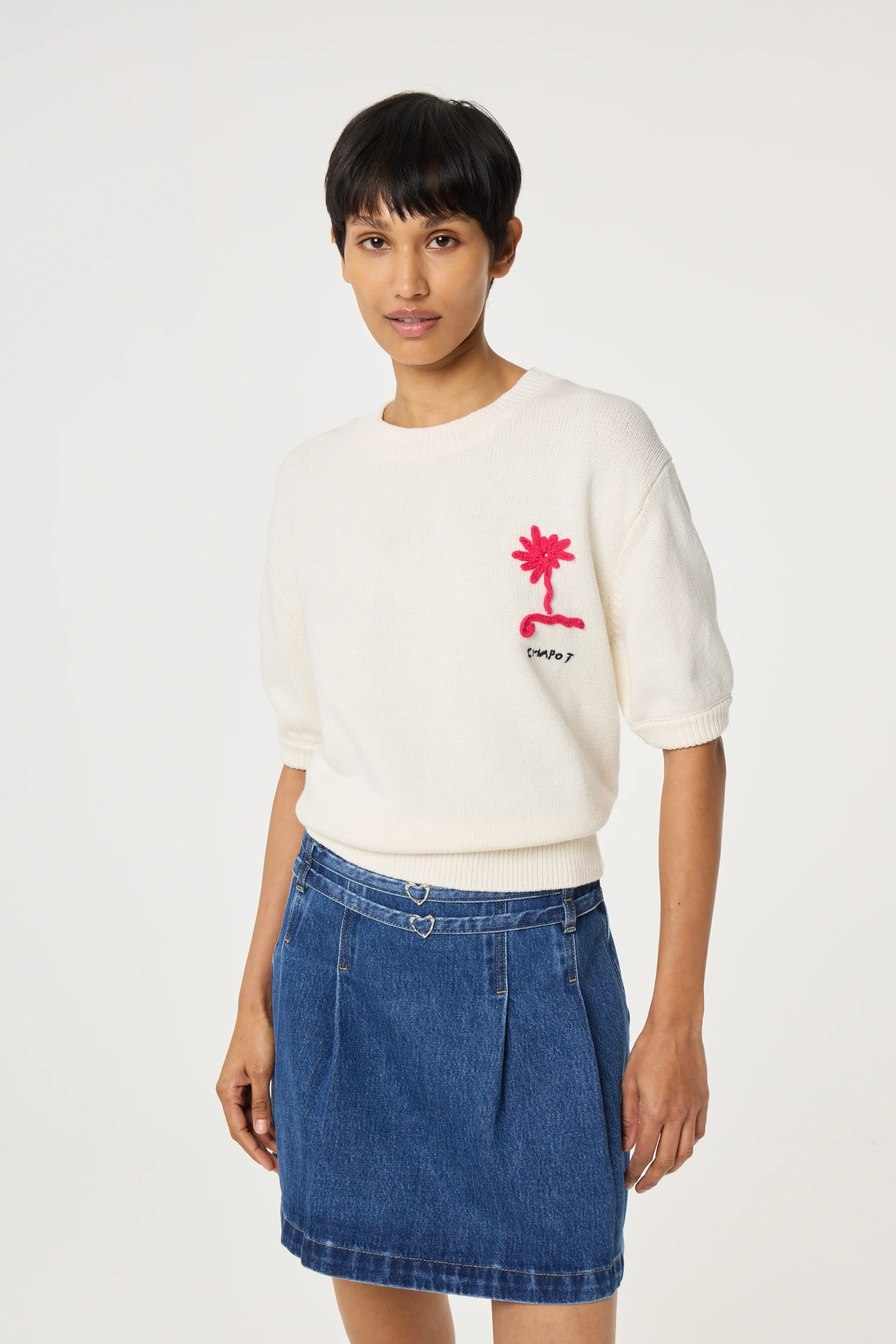 Jiska Short Sleeve Pullover | Cosy White - Image 2
