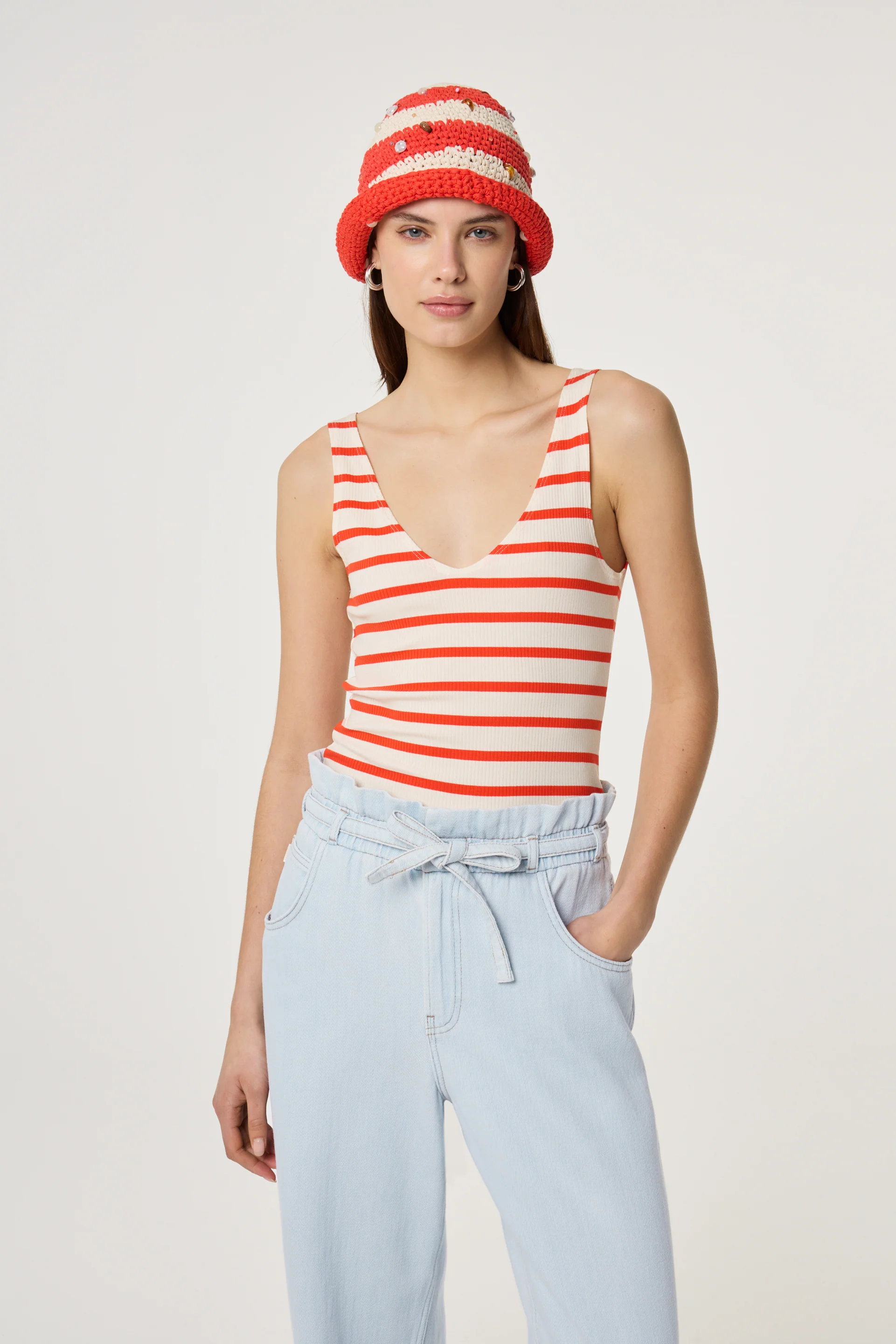 Lena Top | Cosy White/Tangerine Tango - Image 2