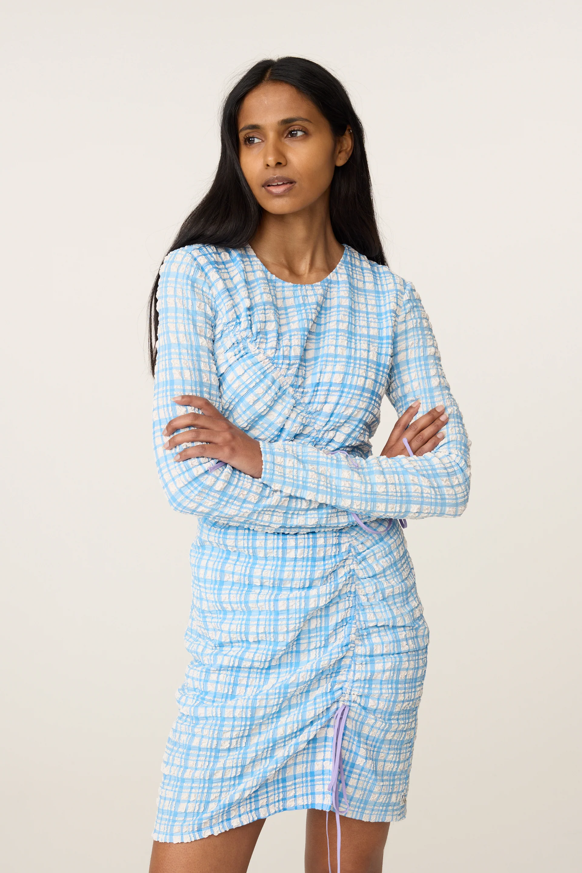 Levi Dress | Riad Blue/Cosy White - Image 3
