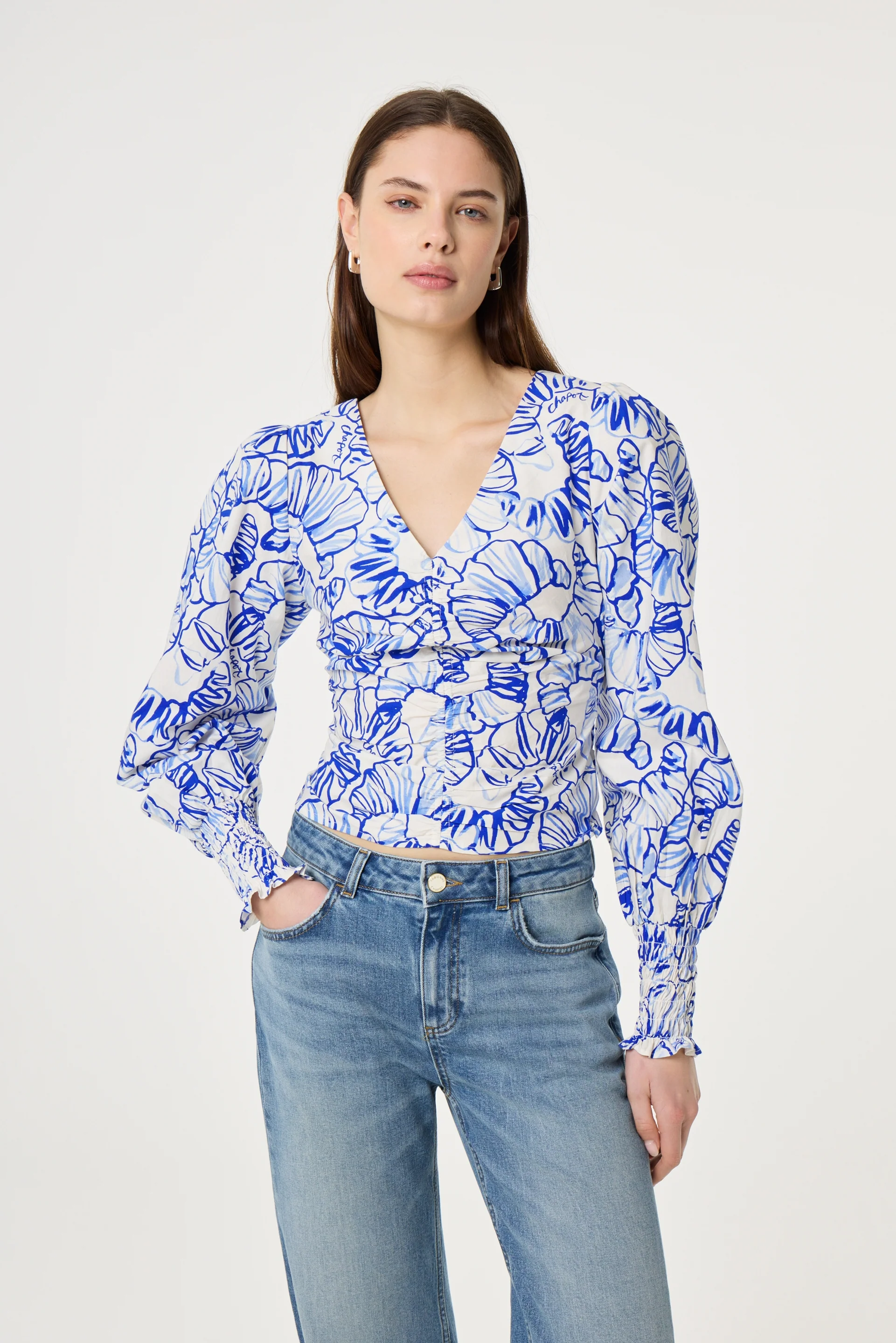 Madeleine Top | Cosy White/Cobalt - Image 2