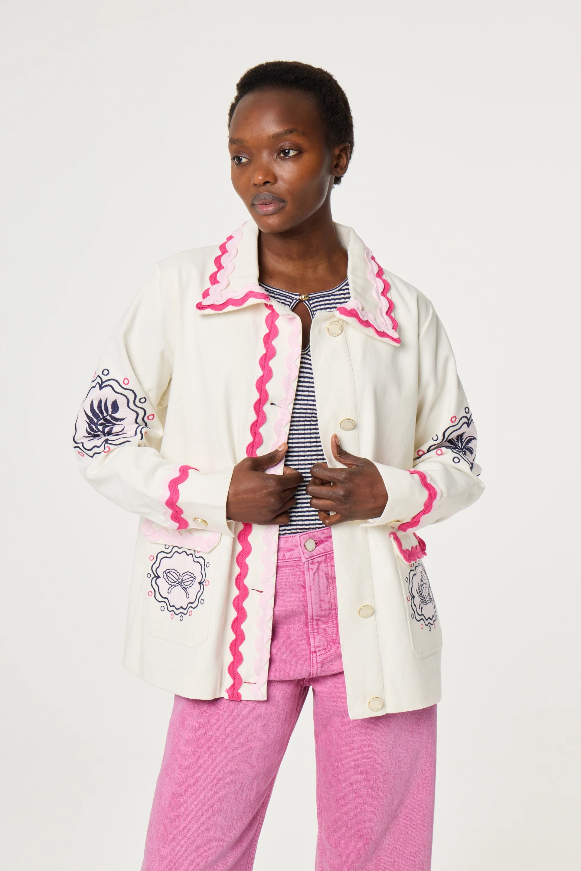 Melodie Embro Jacket | Cosy White - Image 2