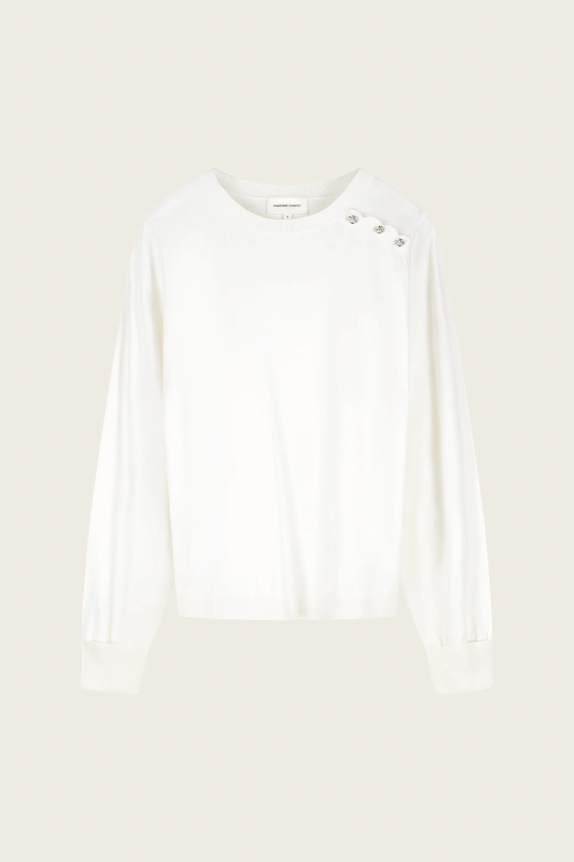 Molly Cuff Pullover | Cosy White - Image 4