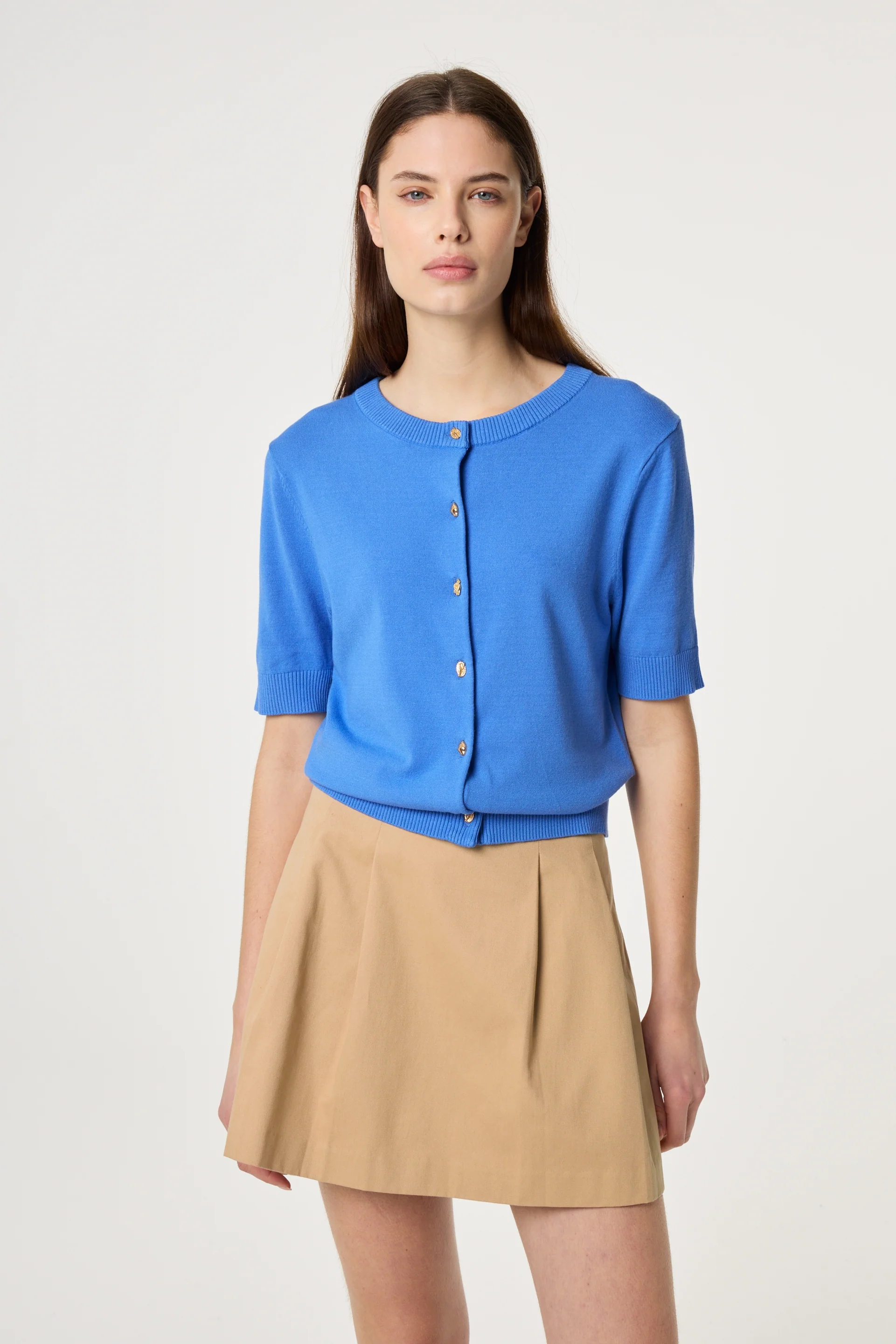 Molly Short Sleeves Cardigan | Marina Blue - Image 2