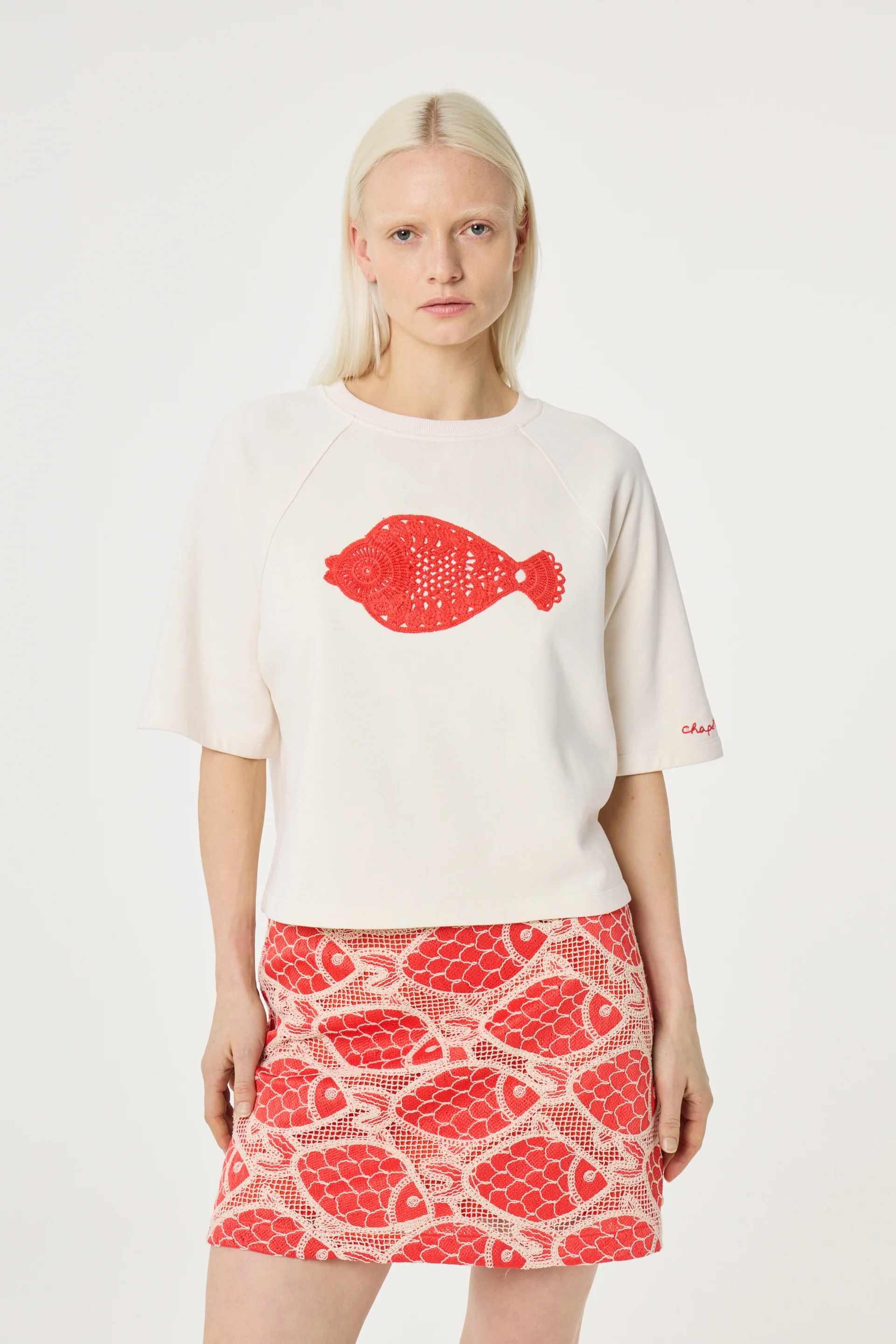 Nanda Sweater | Cosy White/Tangerine Tango - Image 2