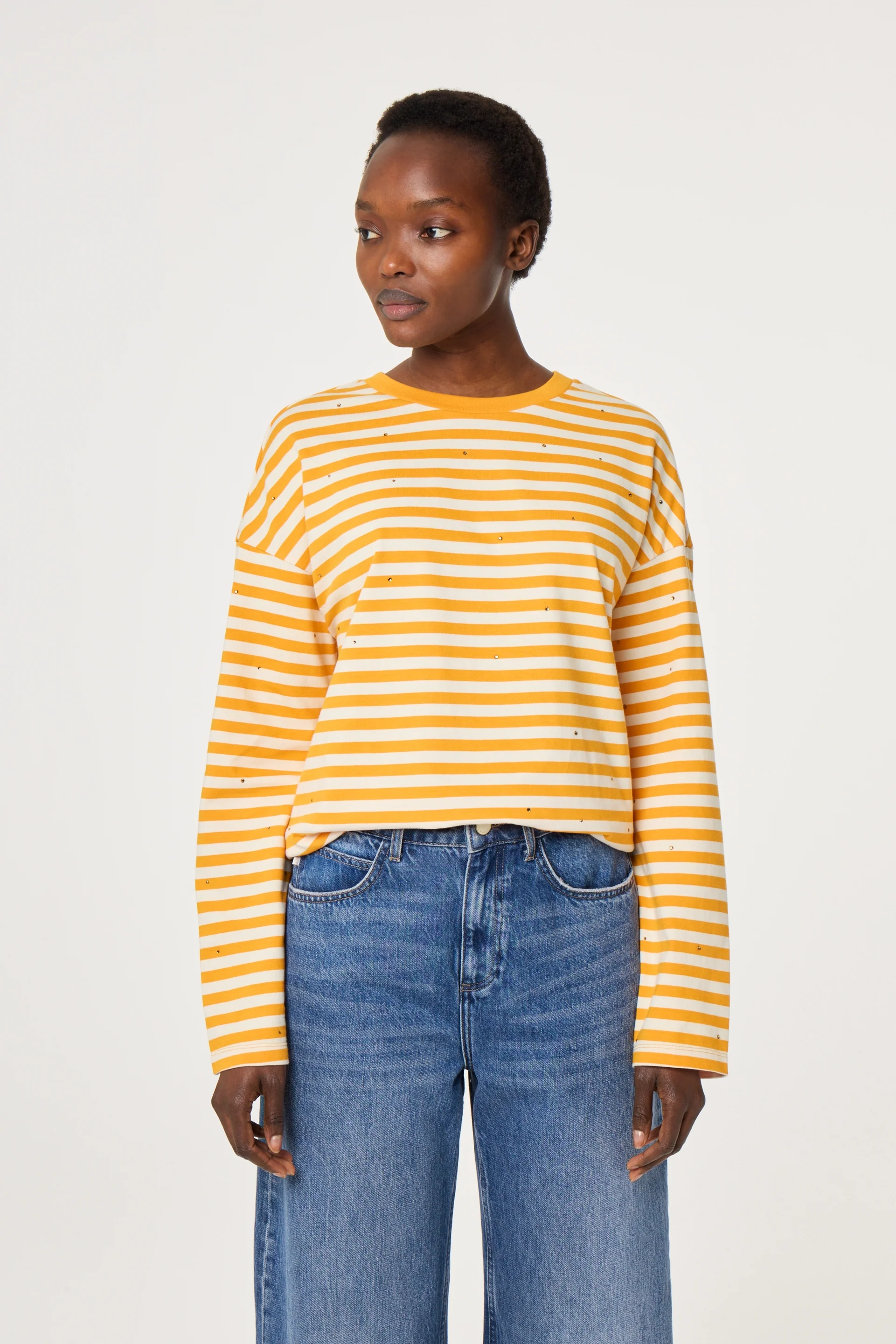 Phileine LS T-shirt | Cosy White/Orange - Image 2