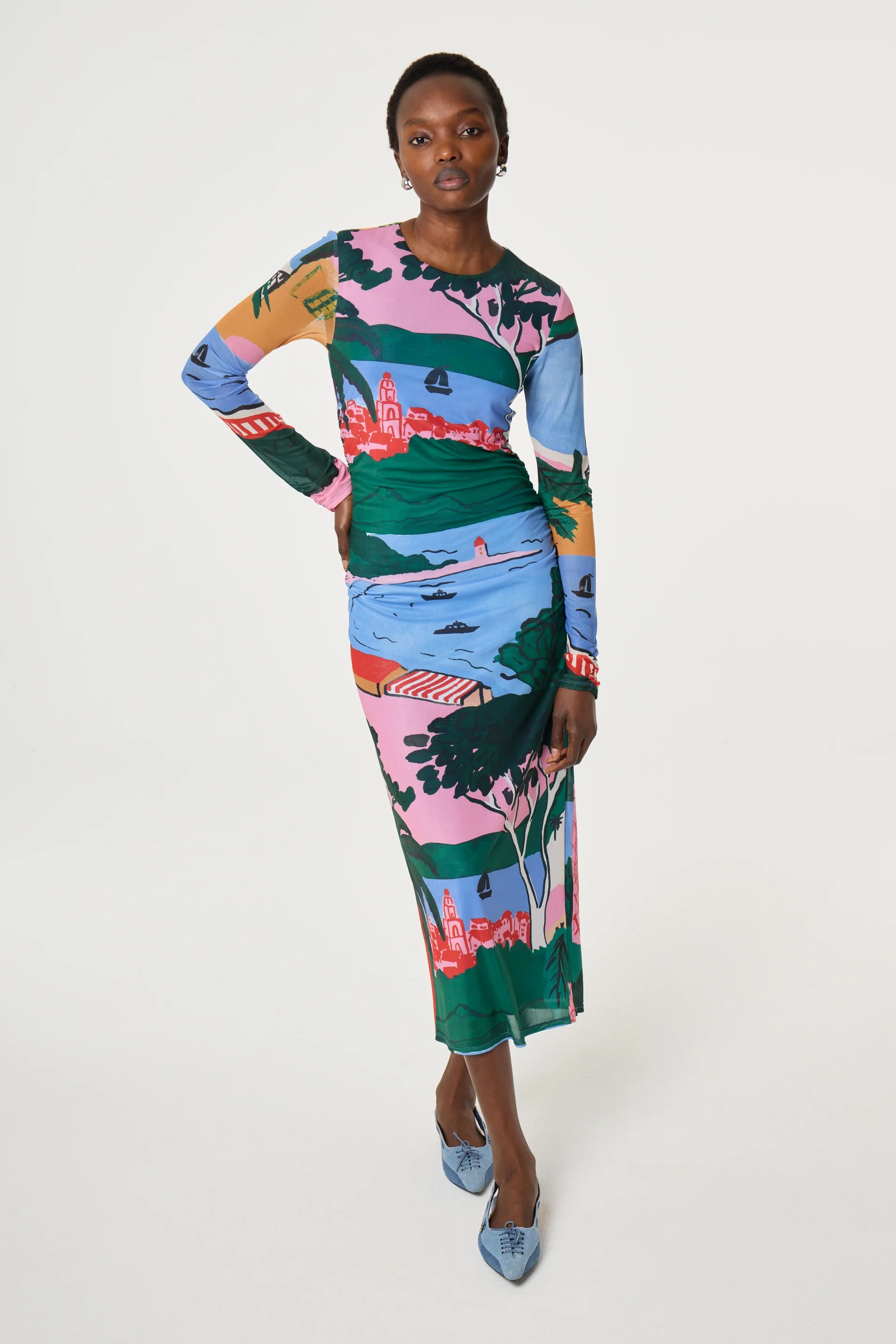 Samara Dress | Marina Blue/Evergreen - Image 2