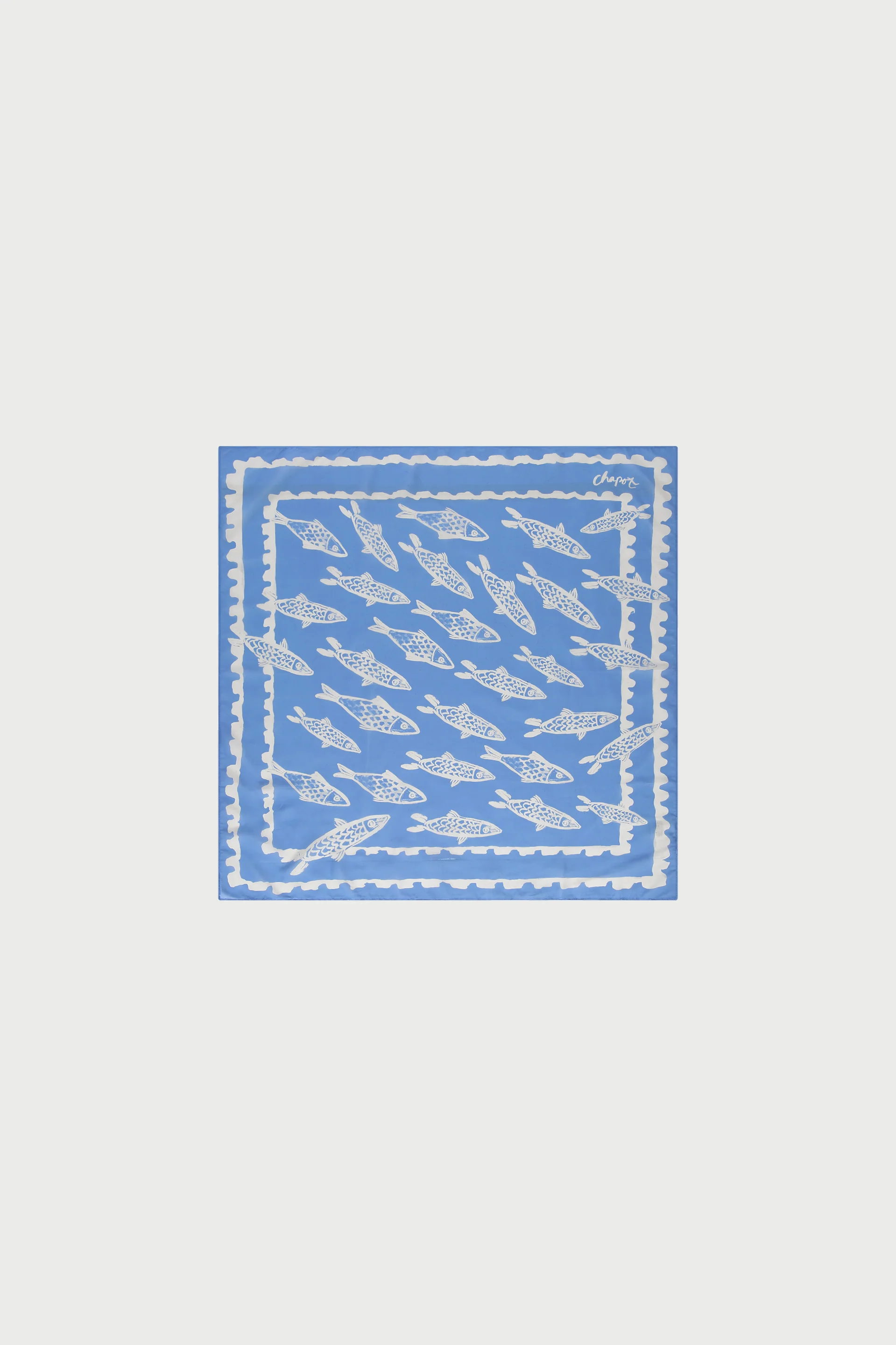 School Of Fishes Scarf | Marina Blue/Cosy Whi - Image 4