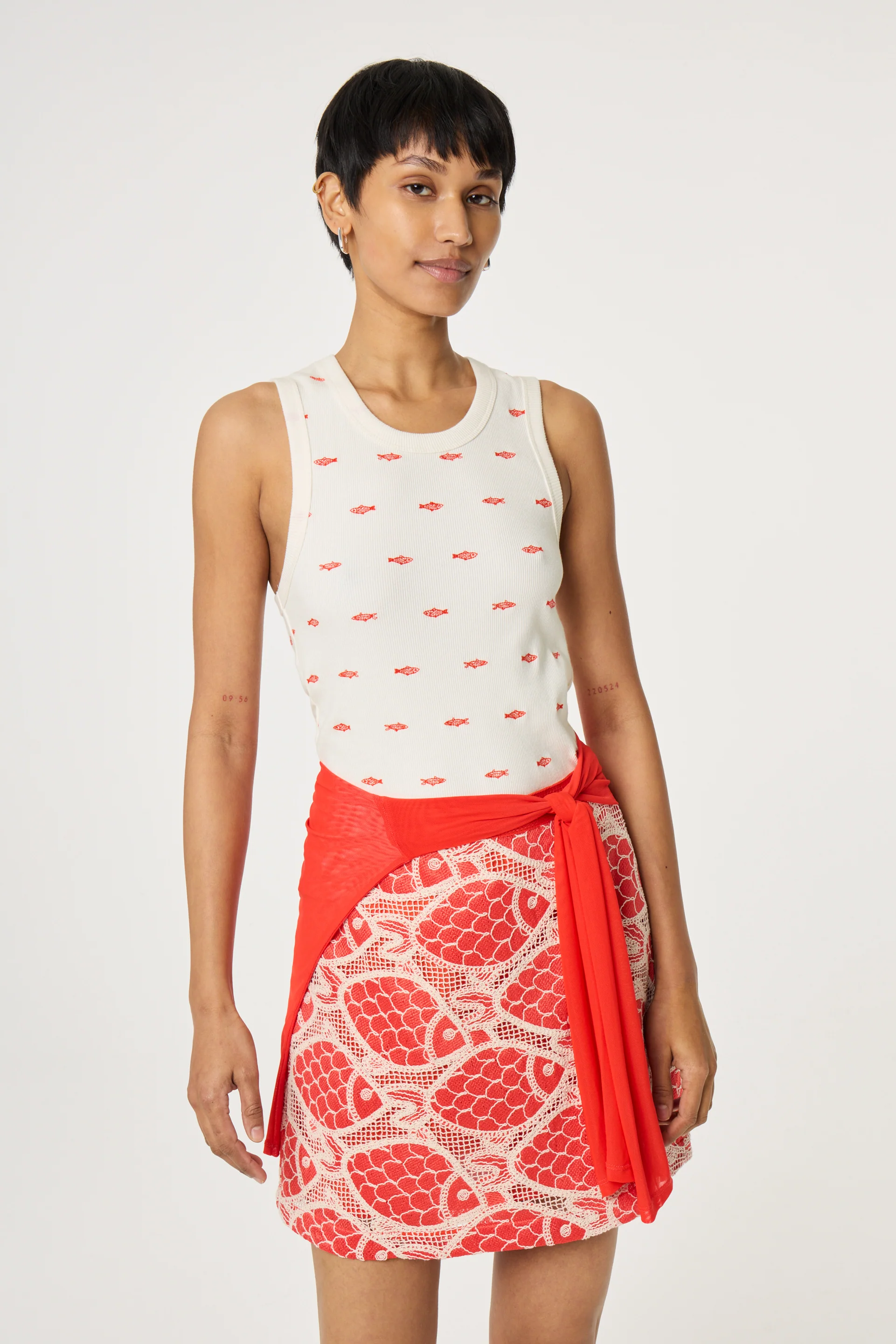 Tanja Jersey Tank | Cosy White/Tangerine Tango - Image 2
