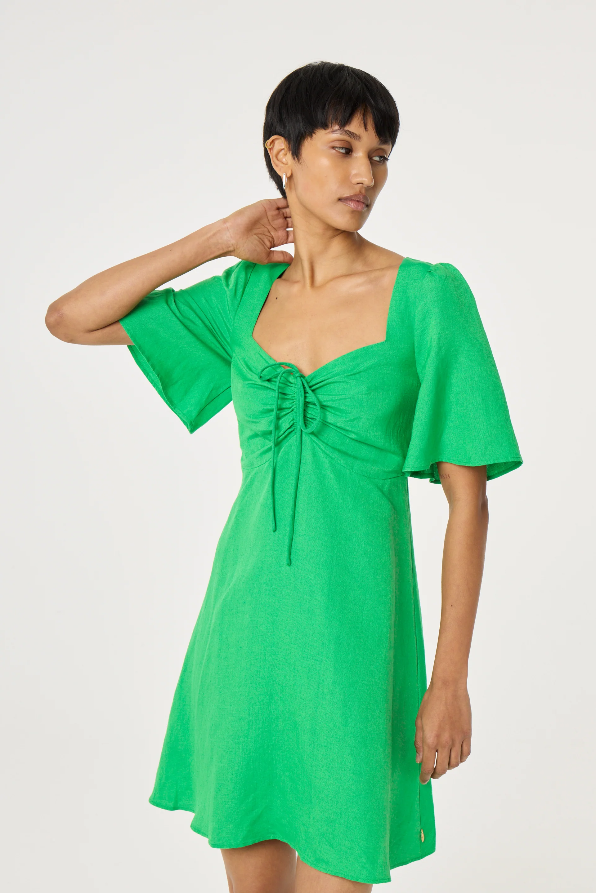 Tilda Short Dress | Green Glimmer - Image 2