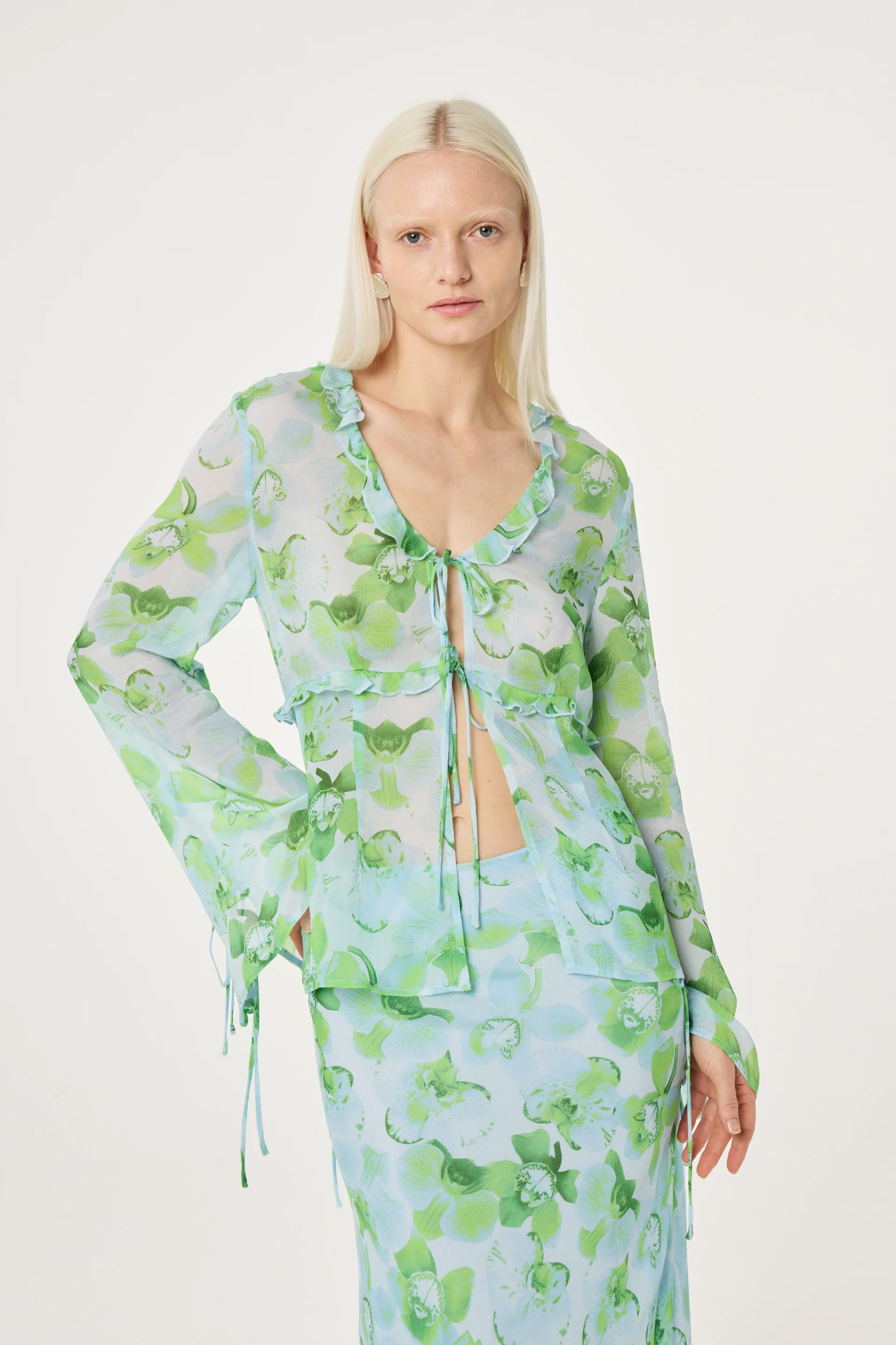 Tinie Blouse | Light Blue/Green - Image 2